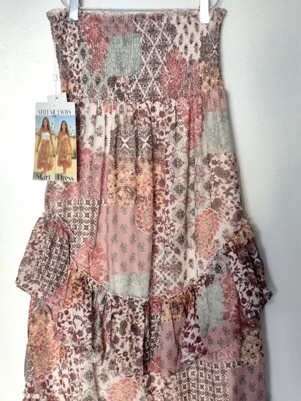 Life Floral Patchwork Hi-Lo Ruffle Boho Gypsy Skirt Dress Size M NWT